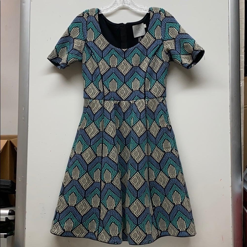 HD in Paris Anthropologie Blue Green Dress sz  XS